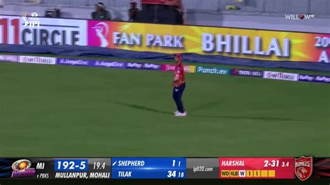 19 5 Harshal Patel To Romario Shepherd WICKET Caught PBKS Vs MI