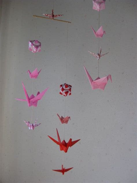 Mix Sized Origami Mobile 10 Cranes And 3 Modules Folded From 2 5cm