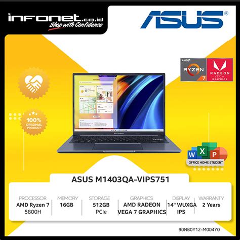 Jual ASUS M1403QA VIPS751 RYZEN 7 5800H 16GB 512GB 14 W11 OHS21