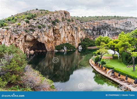 Lake Vouliagmeni, Greece - July, 18 2019: Tourists Relax At Vouliagmeni ...