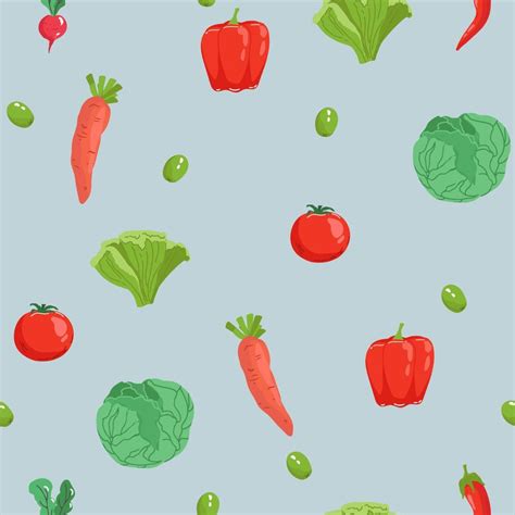 Seamless Pattern With Hand Drawn Colorful Doodle Vegetables Sketch