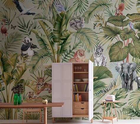 Hand Painted Forest Wallpaper Wallpaper Murals Tropical Rainforest