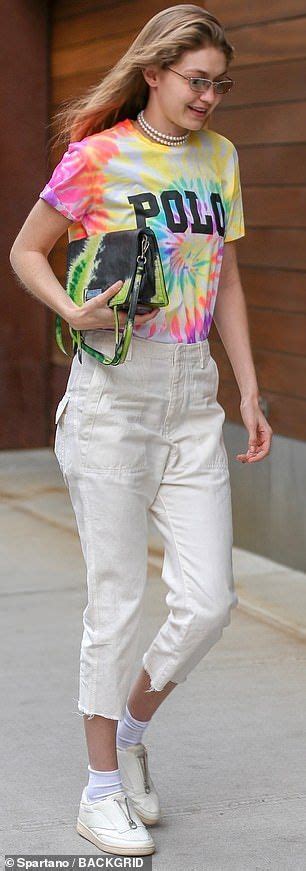 Gigi Hadid Looks Hippie Chic While Rocking A Tie Dye Polo Tee Hippie