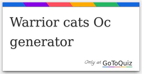 Warrior cats Oc generator