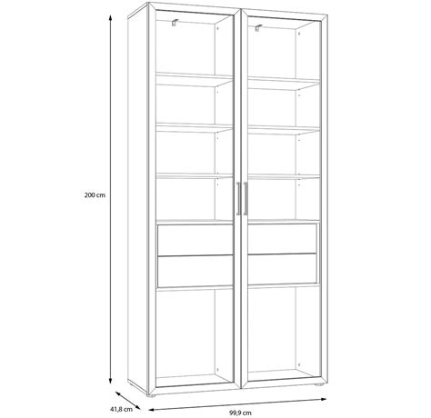 Golden Bay Vitrina 2 Vrata 99 9x41x200 Hrast Bijela Visoki Sjaj