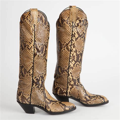 Vintage Larry Mahan Full Python Snakeskin Cowboy Boots - 4.5B ...