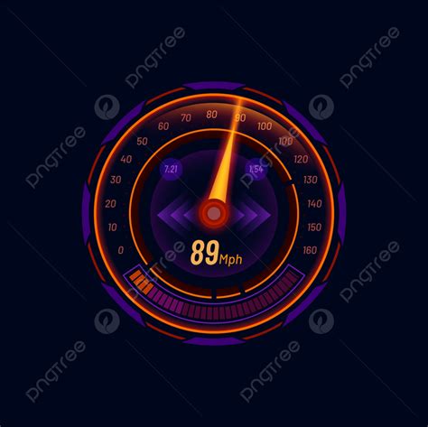 Futuristic Car Speedometer Gauge Dial With Mph Scale And Arrow Panel