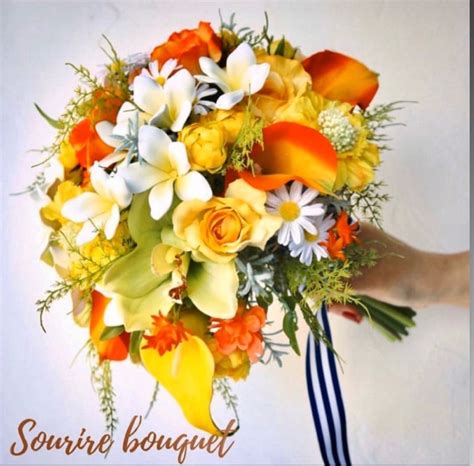 黄色・オレンジ色なお花を使ったウエディングブーケ ウエディングブーケ専門店 Sourire Bouquet