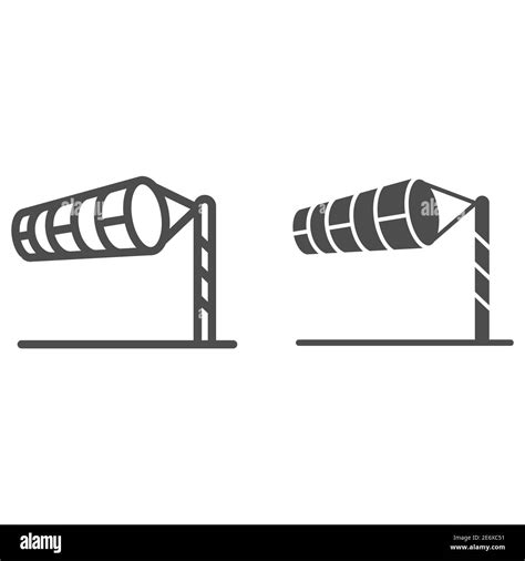 Cono meteorológico línea de viento e icono sólido concepto de golf