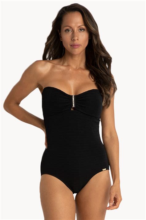 Jantzen Lines Bar Bandeau One Piece Black Swimwear Galore Au