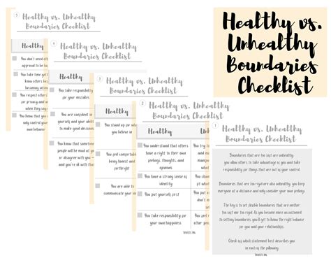 Boundaries Bundle / Healthy Vs. Unhealthy Boundary Checklist / Setting