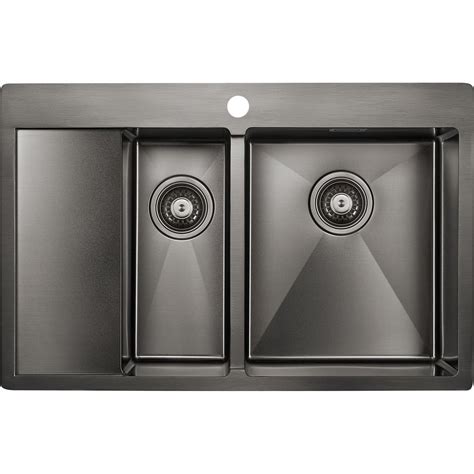 Мойка Paulmark AISI304 UNION нержавеющая сталь вороненая сталь, правая ...