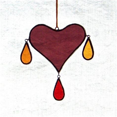 Maroon Stained Glass Bleeding Heart Suncatcher Bleeding Heart Etsy Stained Glass