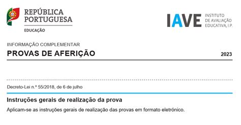 Informações relativas às provas de aferição 2022 2023