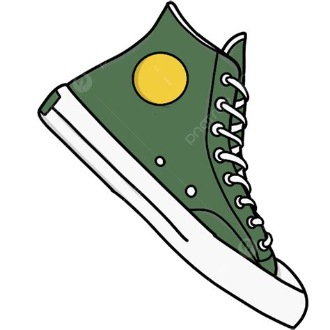 Green Sneakers Illustration With Yellow Circle Beautiful Sneakers