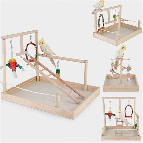 Wooden Bird Perch Stand Parrot Platform Playground Exercise Etsy