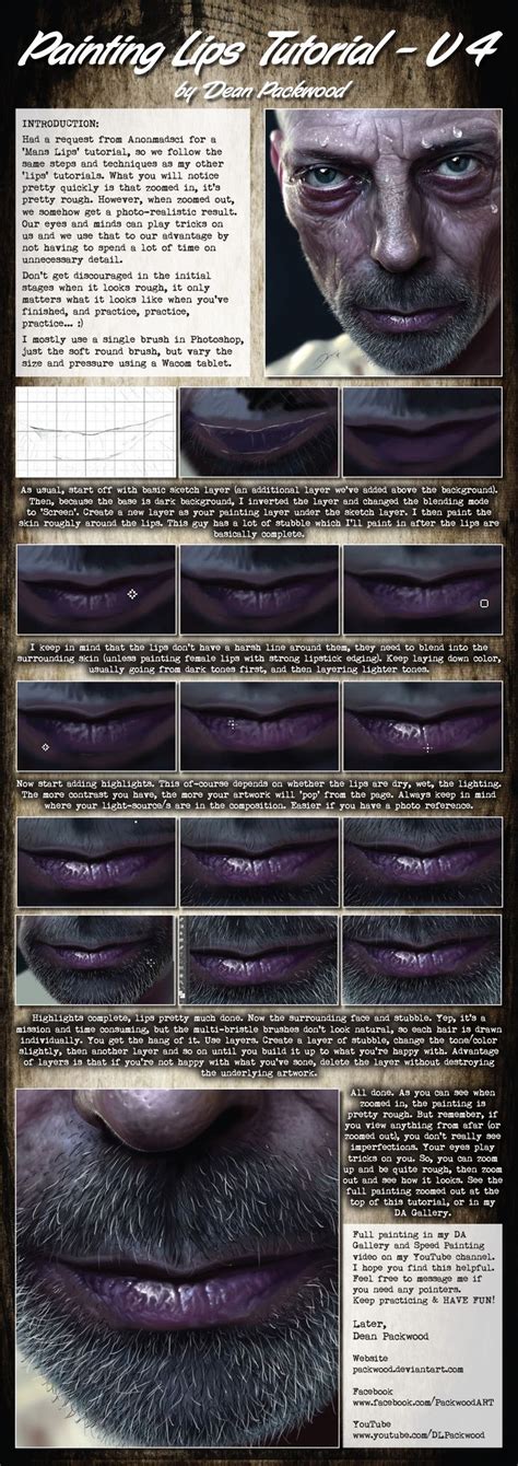 Lips Tutorial V4 Male S Lips Digital Painting Tutorials Lip