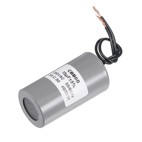 Meccanixity Cbb60 Run Capacitor 15uf 250v Ac 2 Wires 5060hz Cylinder