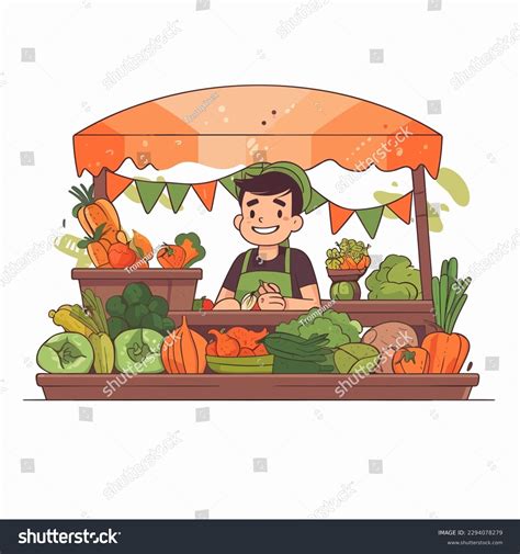 Vegetable Fruit Stall Small Food Market Stock Vector Royalty Free