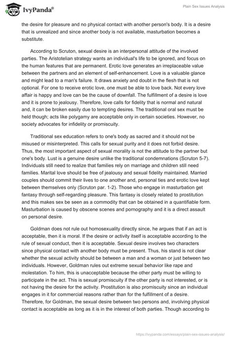 Plain Sex Issues Analysis 1372 Words Essay Example