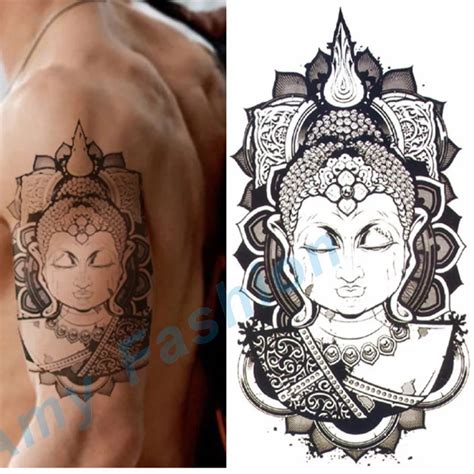 Arm Tatoo D Mannen Boeddha Tattoos Ontwerp Waterdichte Tijdelijke