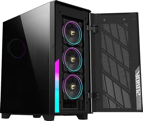 Gigabyte C500G AORUS C500 GLASS RGB Tempered Glass Black Steel ATX Mid ...