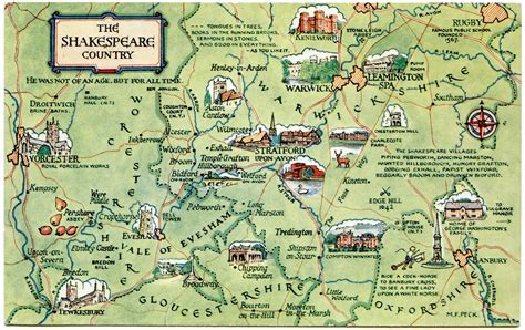 Postcard Map Of The Shakespeare Country Drawn By M F Peck Flickr