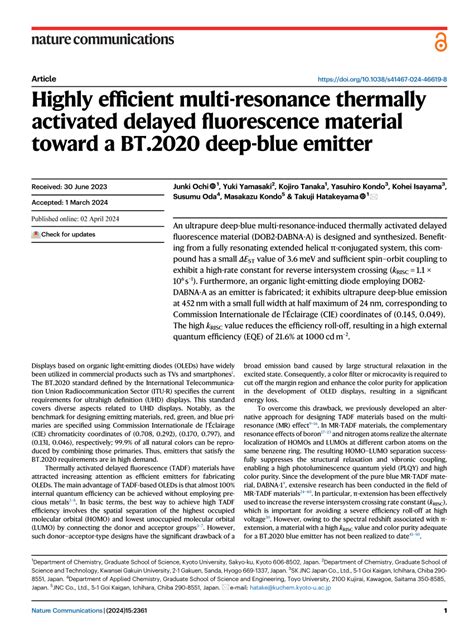 PDF Highly Efficient Multi Resonance Thermally Activated Delayed