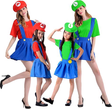 Visvic Super Mario Luigi Bros Cosplay Kost M Outfit Kost M Unisex