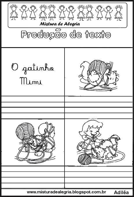 Produ C A C A O De Texto Ilustrada O Gatinho Mimi Imprimir Colorir