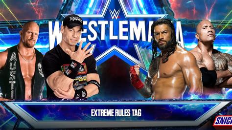 FULL MATCH JOHN CENA STEVE AUSTIN VS ROMAN REIGNS THE ROCK YouTube