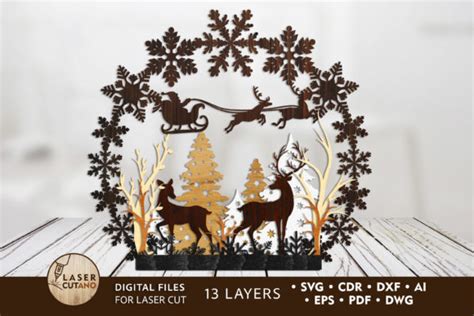 Christmas Stand Wood Multilayer Cut File Graphic By Lasercutano