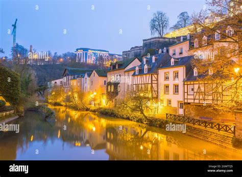 Skyline Of Old Town Luxembourg City From Top View In Luxembourg Stock