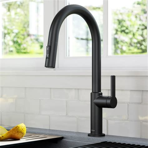 Kraus Oletto Single Handle Pull Down Kitchen Faucet In Matte Black