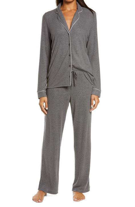 Womens Nordstrom Brushed Hacci Pajamas Size Small Grey In 2021