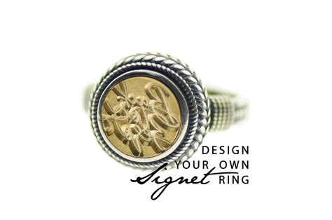 Bespoke Custom Design Your Own 925 Silver Signet Wax Seal Intaglio Ring Backtozero B20