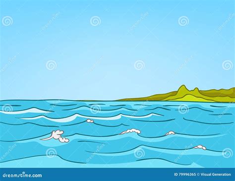 Fundo Dos Desenhos Animados Da Paisagem Do Mar Ilustra O Stock