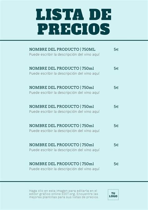 Plantillas De Listas De Precios