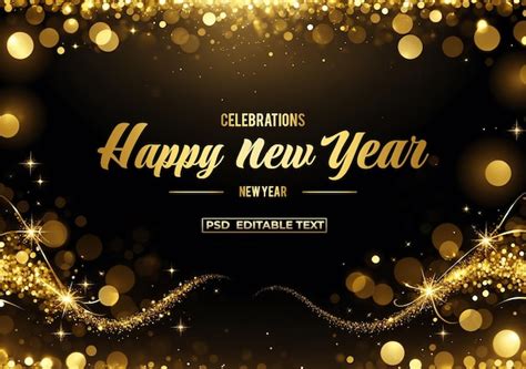 Premium Psd Happy New Year Golden Celebration Background Editable