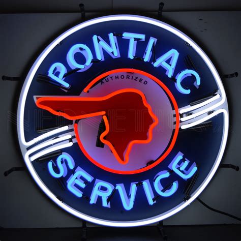 Authorized Pontiac Service Neon Sign Indian Head Logo GM