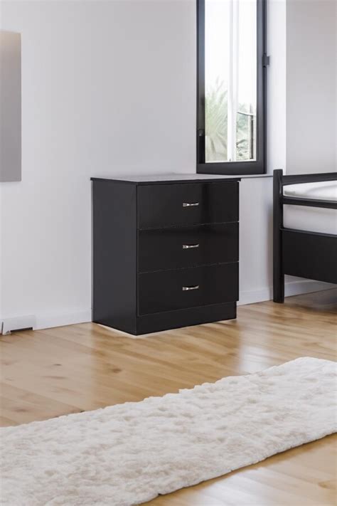 Fwstyle Drawer High Gloss Black Bedside Chest Chilton Shopstyle