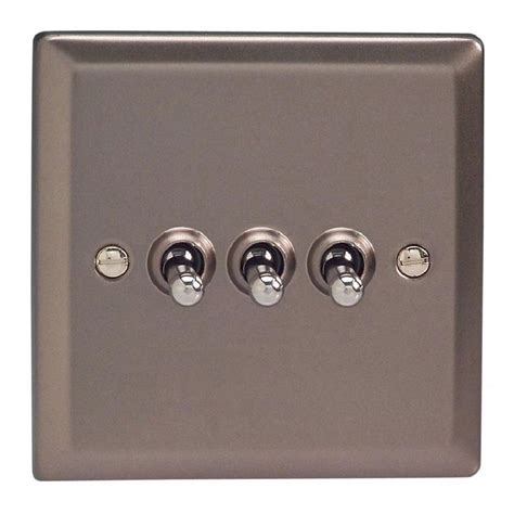 Pewter Classic 3 Gang 10a 1 Or 2 Way Decorative Toggle Switch The Switch Store