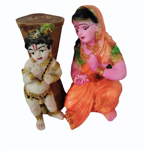 Antique Multicolor Yashoda Nandan Idol Temple Hand Carving At 450