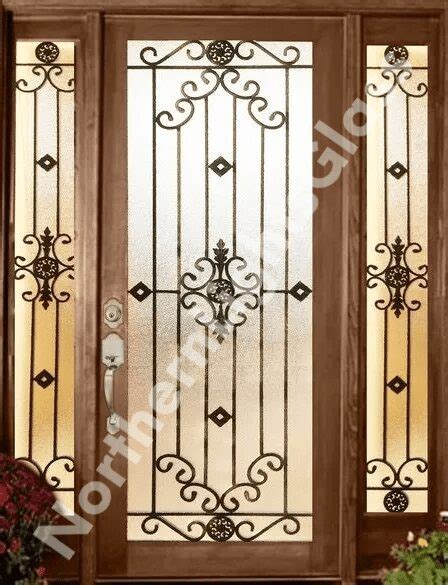 Altair Wrought Iron Door Insert Northern Light Glass