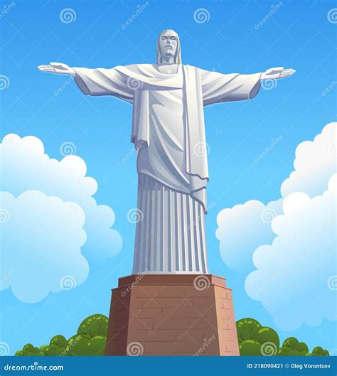 La Estatua De Cristo Redentor En R O De Janeiro Contra El Cielo Azul