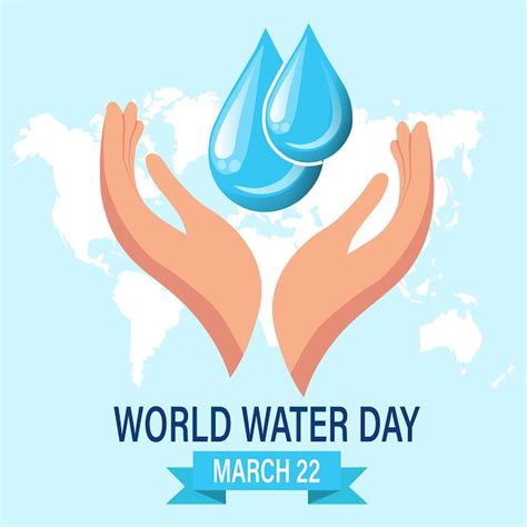 Premium Vector World Water Day Water Drops In Hands On The World Map