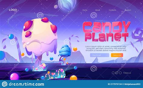 Candy Planet Cartoon Poster With Sweets Vector Illustration