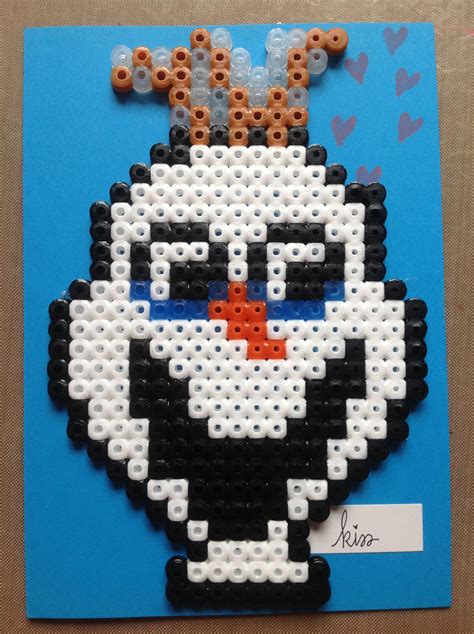 Olaf Frozen Hama Perler Card By Marije Van Wouw Perler Bead