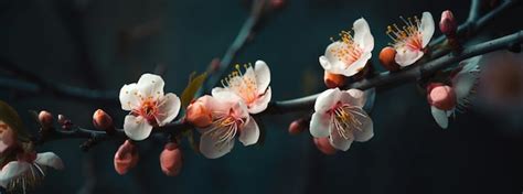 Premium Ai Image Blossoming Apricot Tree Branches With Copy Space Web