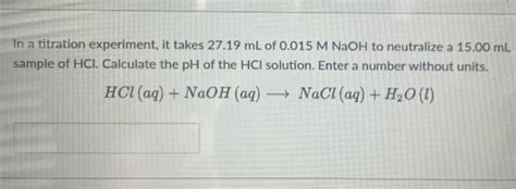 Solved In a titration experiment, it takes 27.19 mL of | Chegg.com